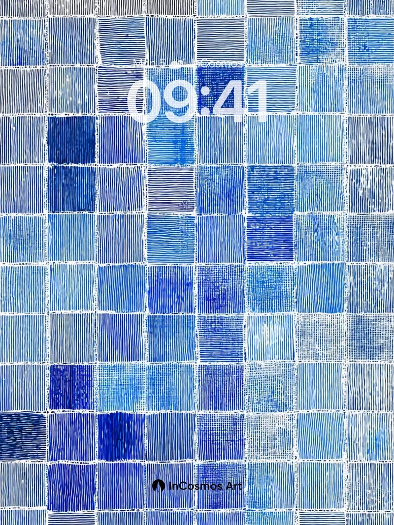 Serene Blue Mosaic Wallpaper with Textured Depth wallpaper for iPhone, iPad & Mac