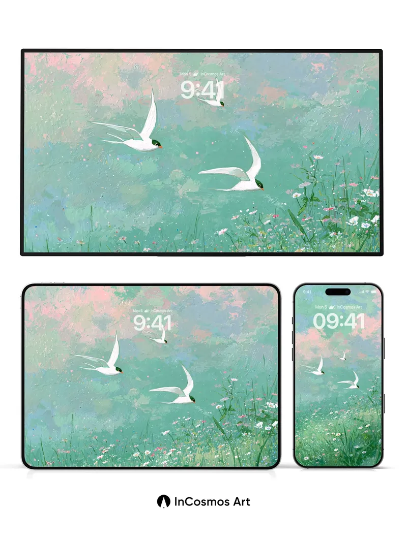 Serenity Flight Wallpaper with Floating Petals