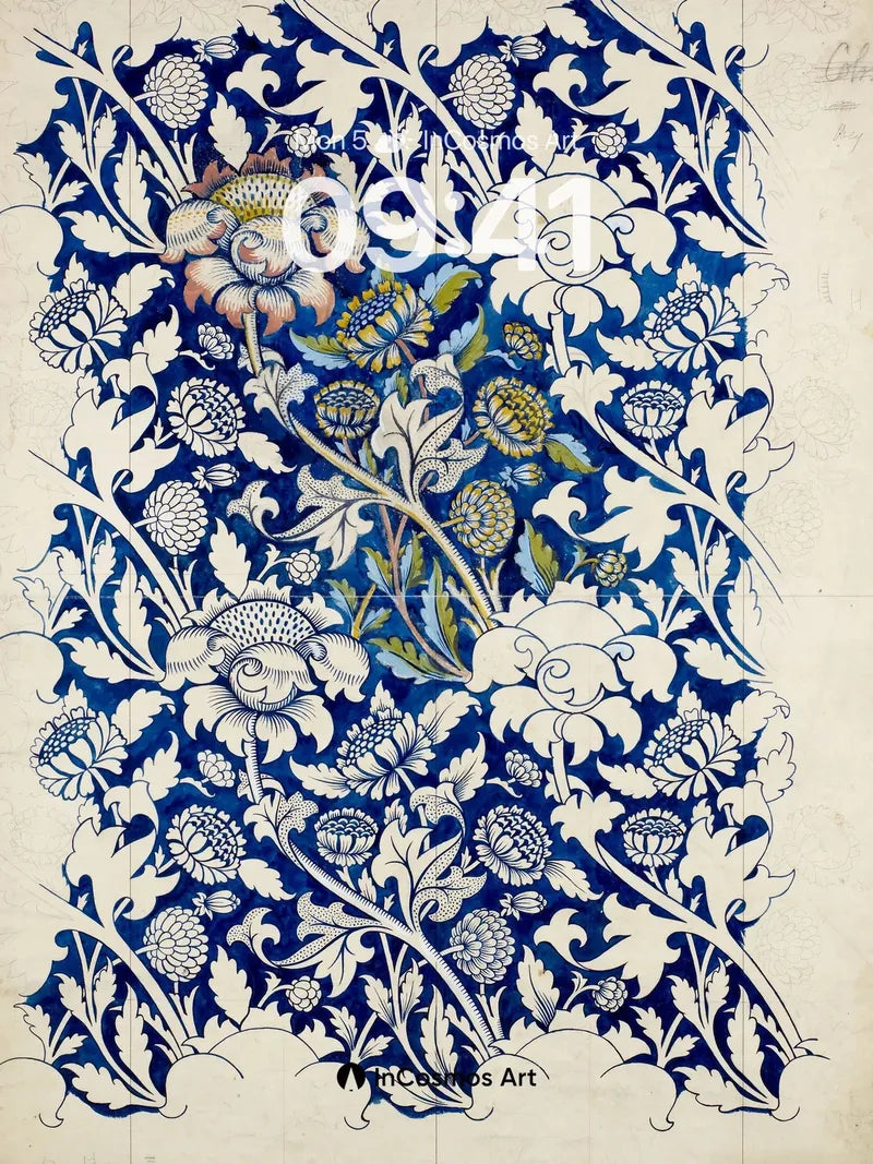 Cobalt Garden Wallpaper with Flourishing Vines