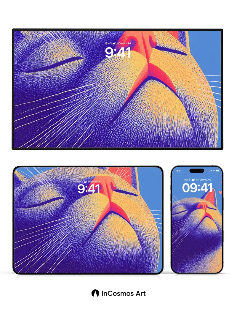 Serenity Cat Wallpaper with Heart Hues