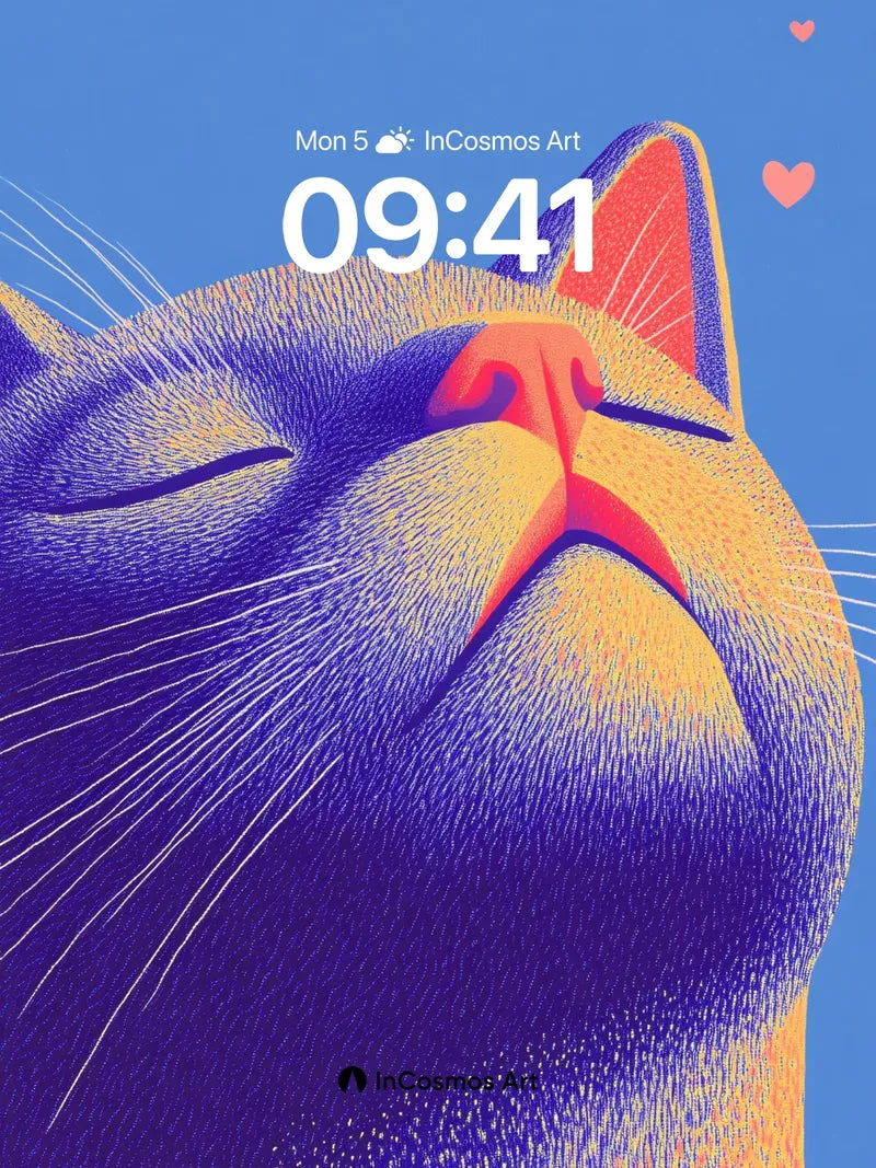 Serenity Cat Wallpaper with Heart Hues