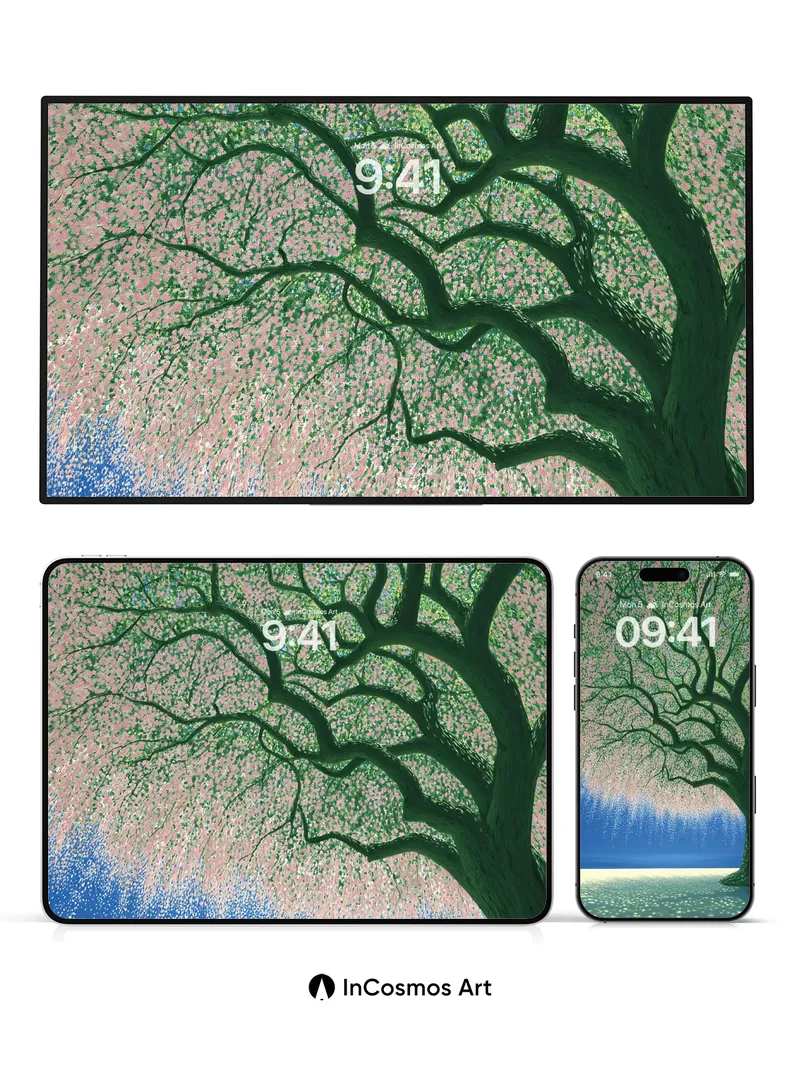 Serenity Weeping Tree Wallpaper with Celestial Canopy