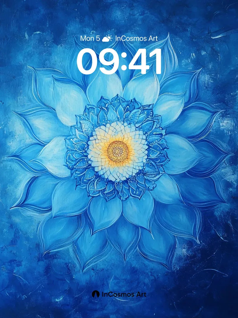 Cerulean Lotus Wallpaper with Ethereal Glow wallpaper for iPhone, iPad & Mac