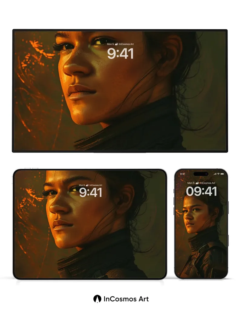 Copper Shadow Wallpaper with Fiery Particles