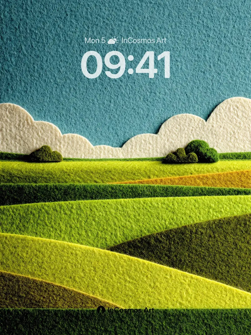 Serenity Field Wallpaper with Textured Clouds