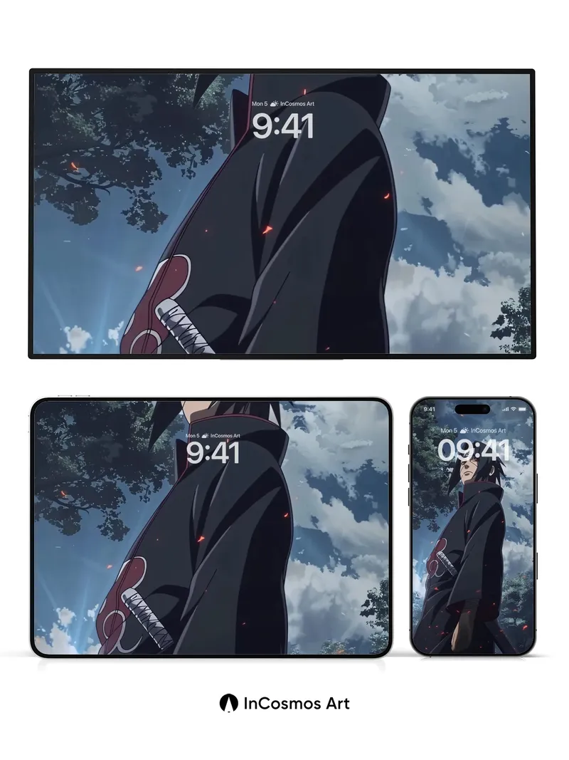 Shadowed Resolve Anime Wallpaper with Ember Trails