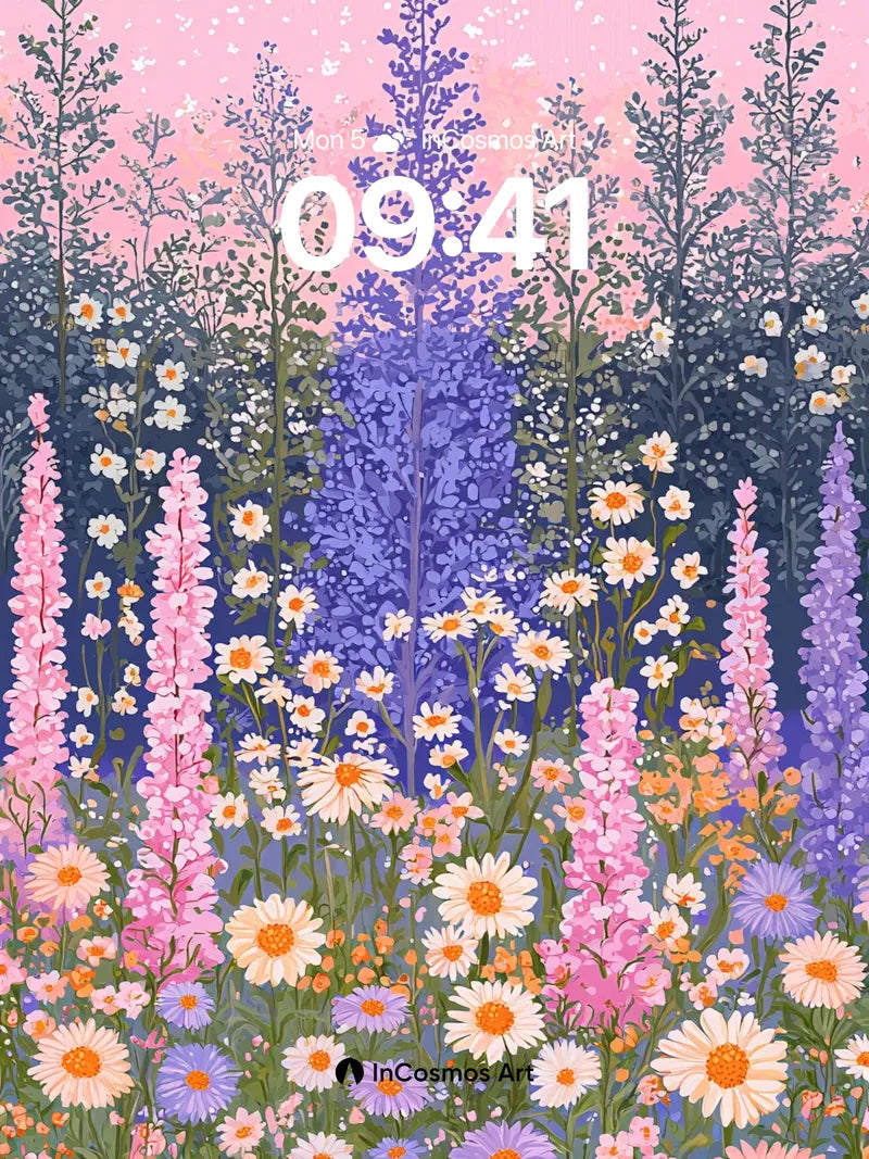 Whispering Meadow Wallpaper with Starlight Bloom