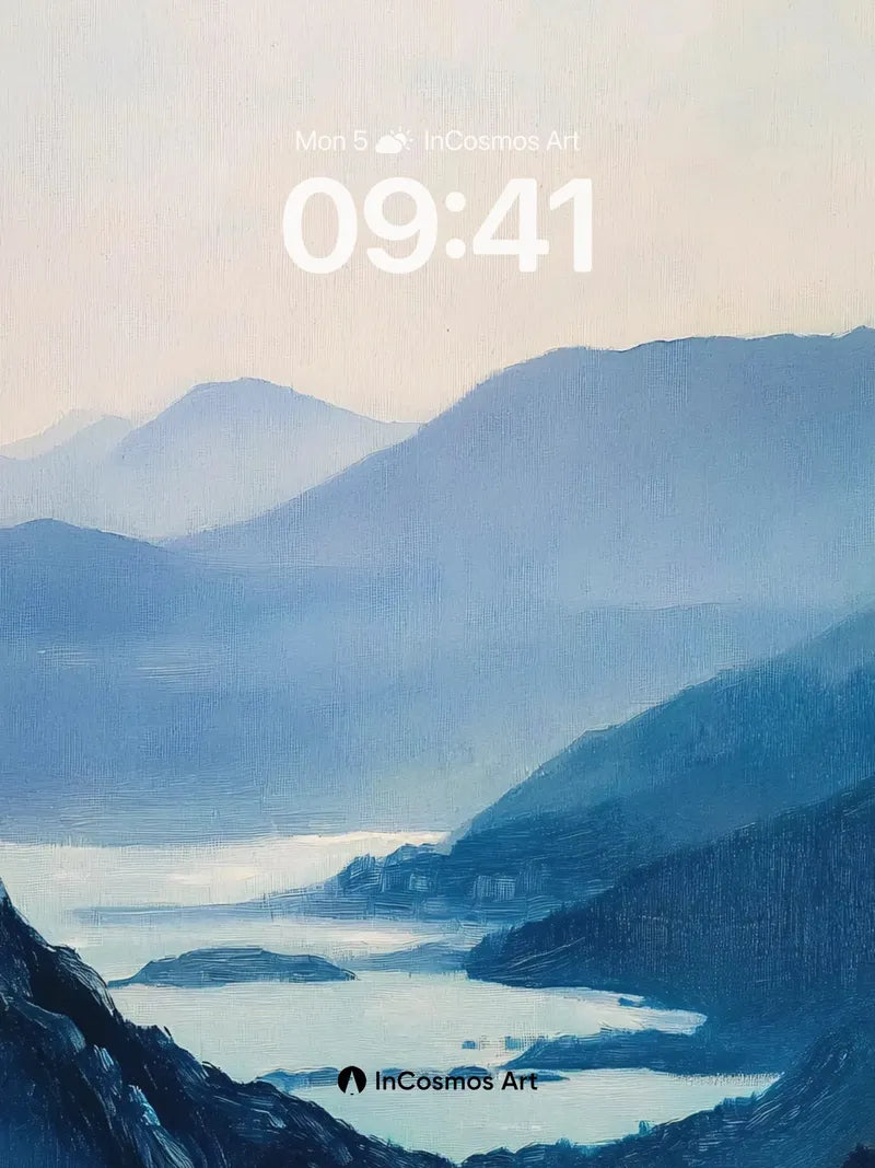 Misty Valley Wallpaper with Distant Peaks