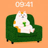 Calm Cat Lounge Wallpaper with Textured Green Chair wallpaper for iPhone, iPad & Mac