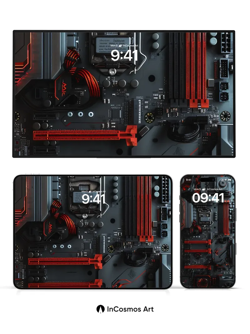 Neon Circuit Wallpaper with Pulse Lines