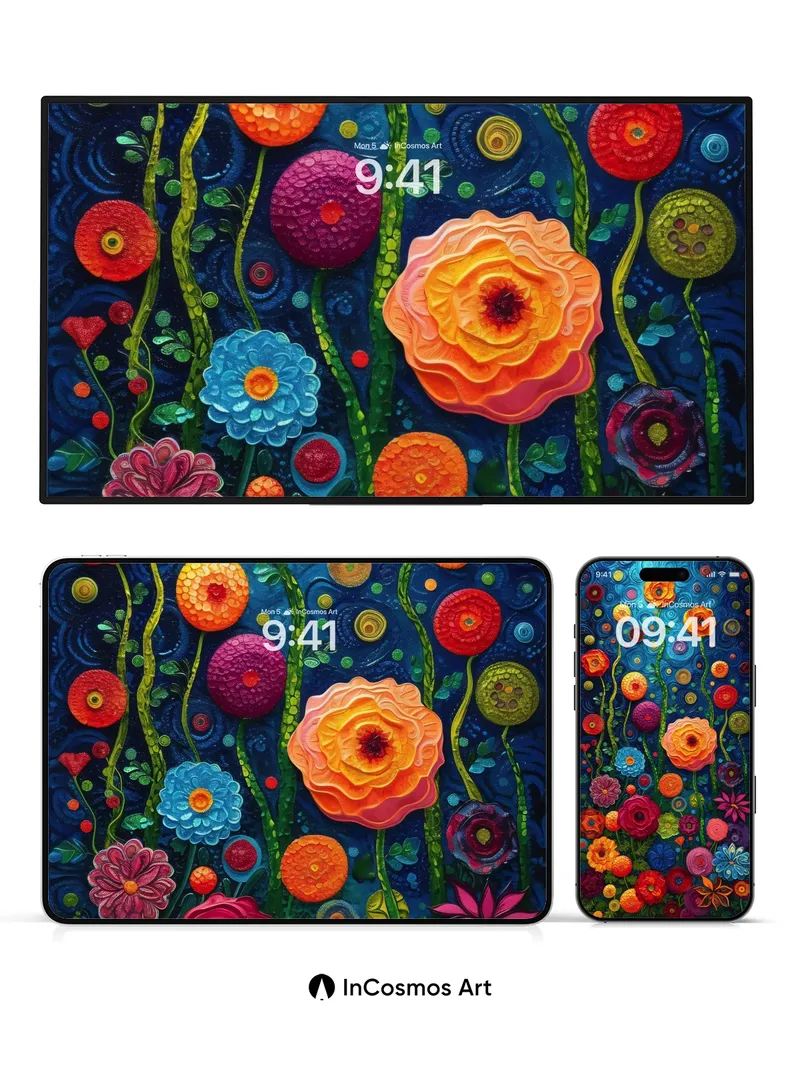 Luminous Garden Wallpaper with Swirling Depths