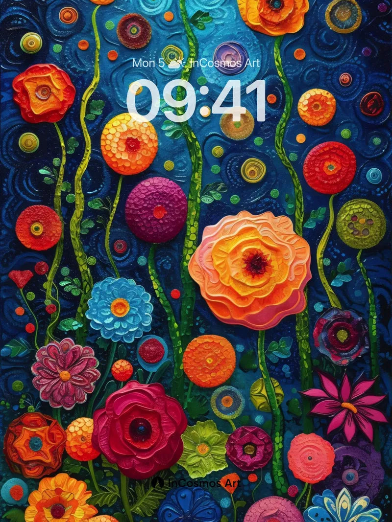 Luminous Garden Wallpaper with Swirling Depths