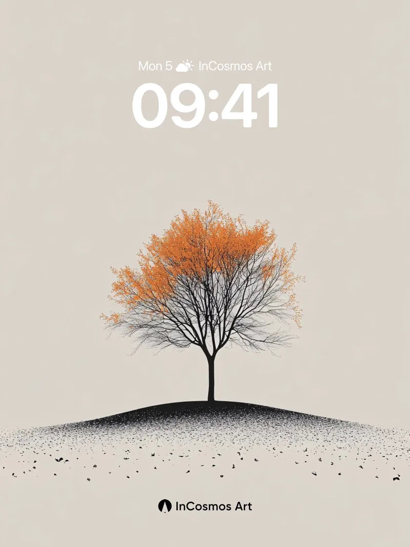 Autumn Hush Wallpaper with Floating Leaves