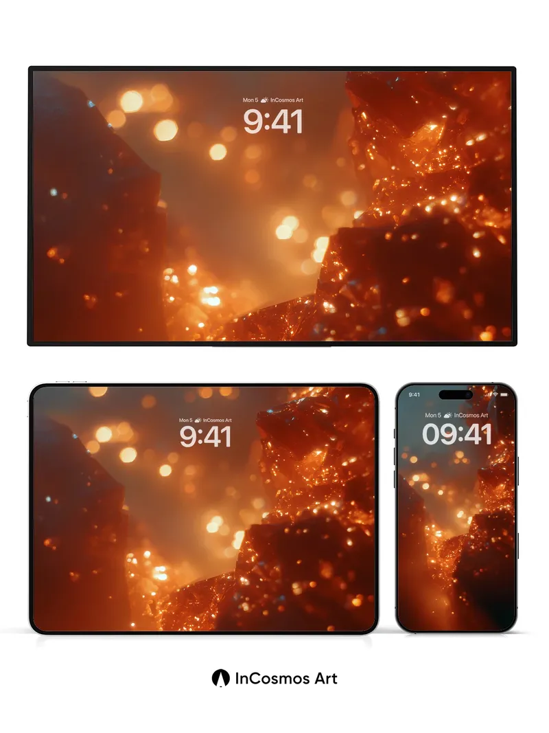 Luminous Ember Wallpaper with Crystalline Depths