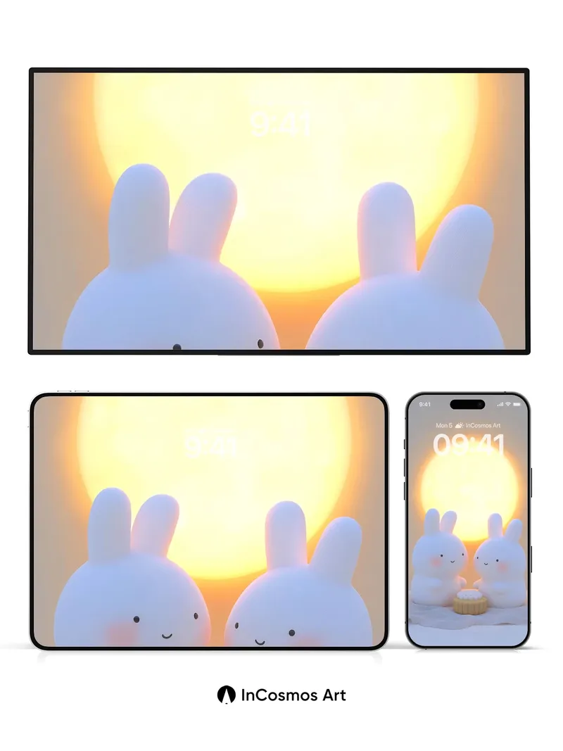 Lunar Hush Wallpaper with Bunny Whispers