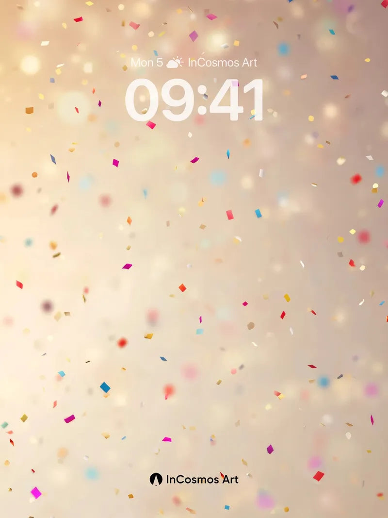 Golden Hush Wallpaper with Floating Confetti