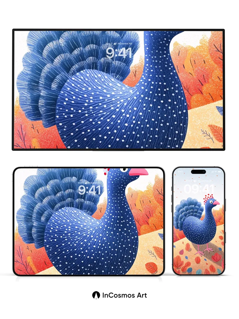 Whimsical Feathered Fantasy Wallpaper with Polka-Dot Charm