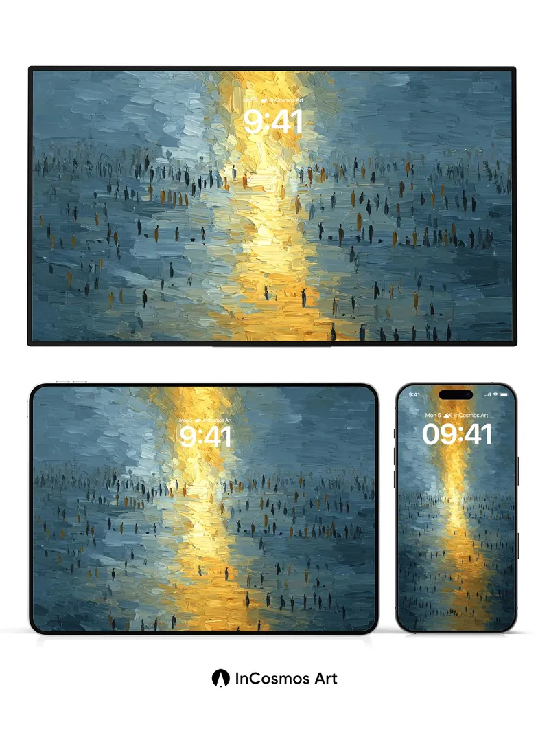 Golden Veil Wallpaper with Crowds of Silence