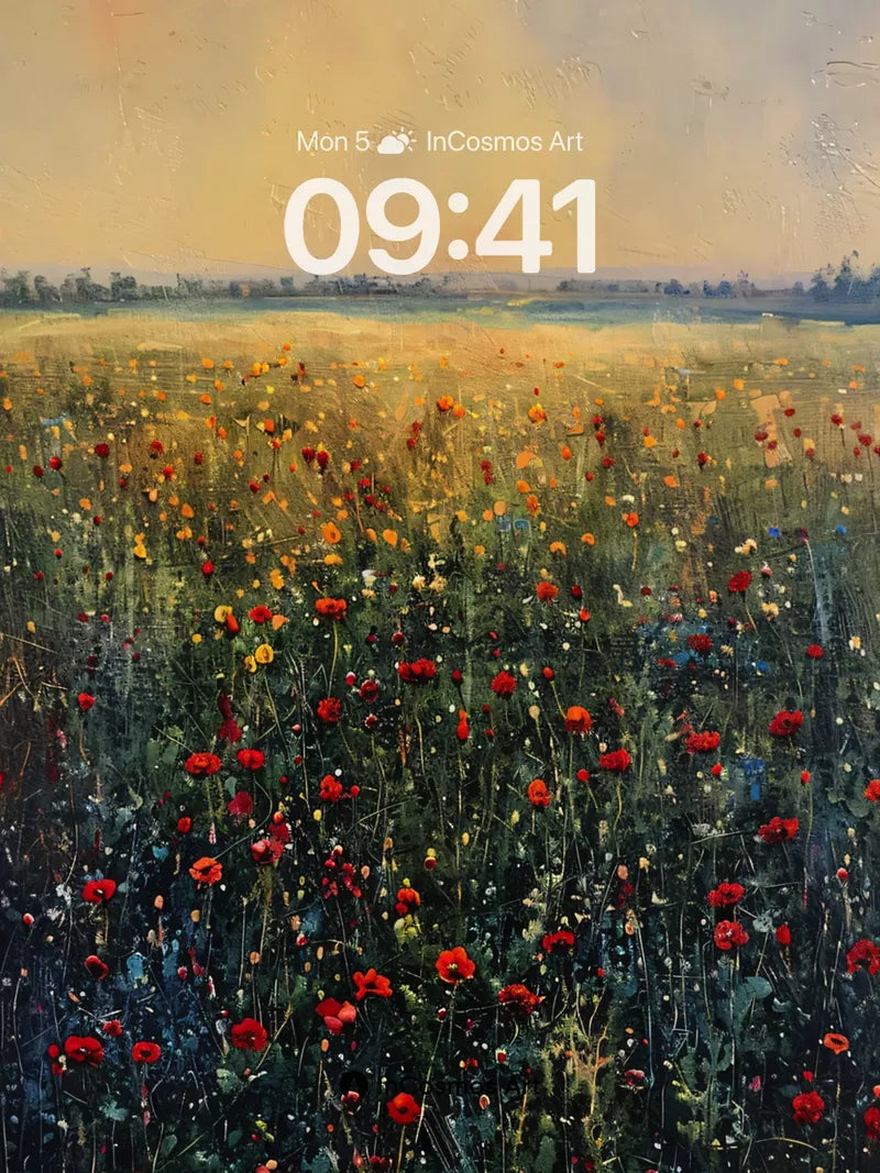 Golden Hush Wallpaper with Whispering Poppies