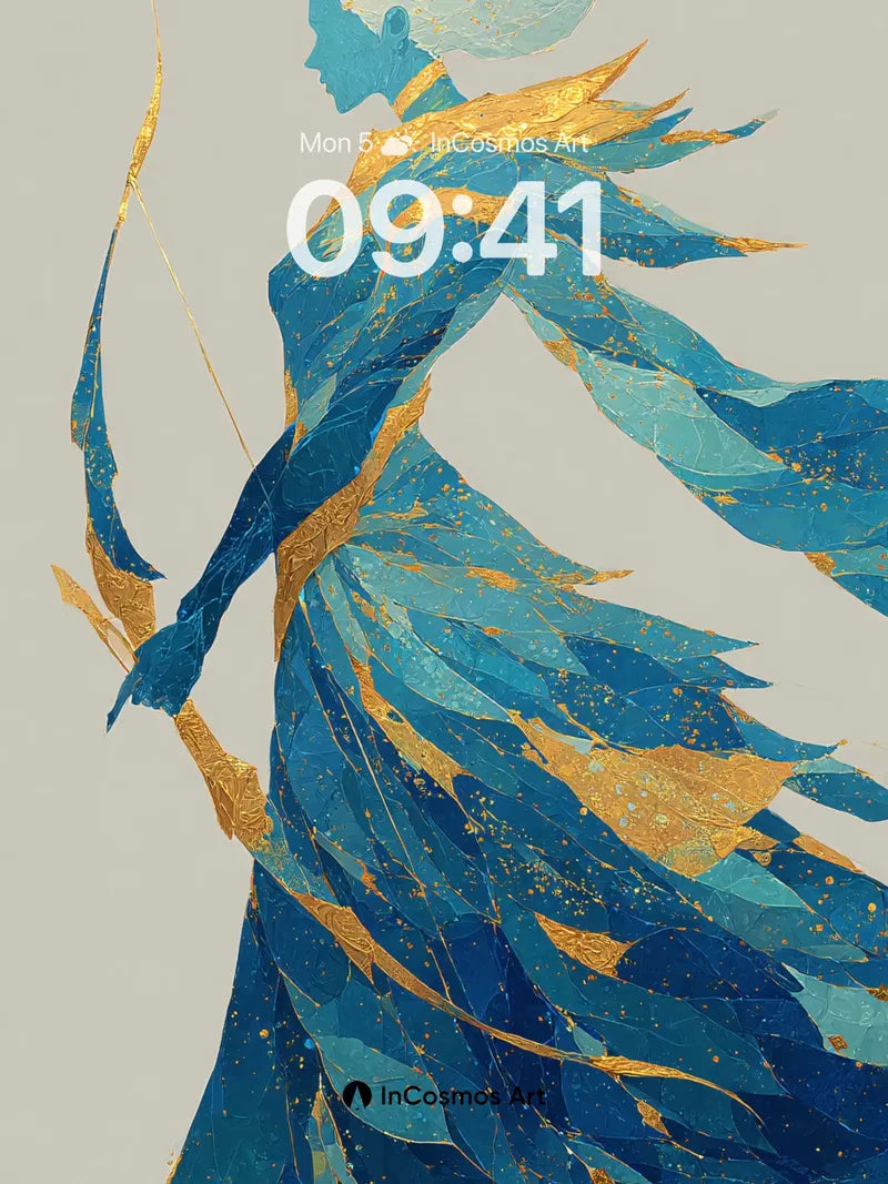 Aurora Feather Wallpaper with Golden Veins