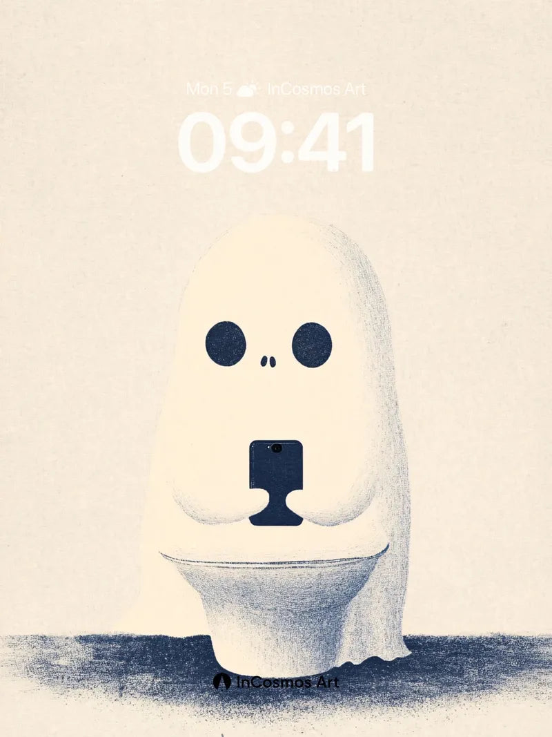 Ghostly Stillness Wallpaper with Phone Glow