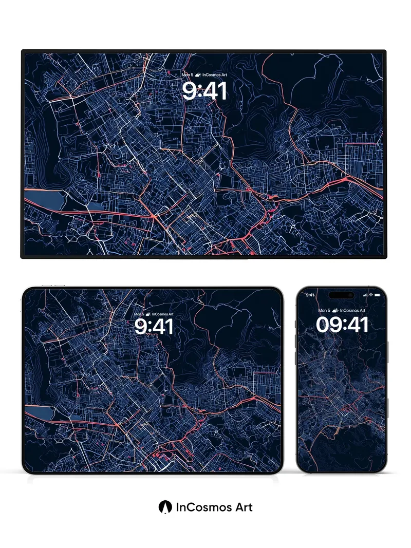 Neon Grid Wallpaper with Pulse Lines