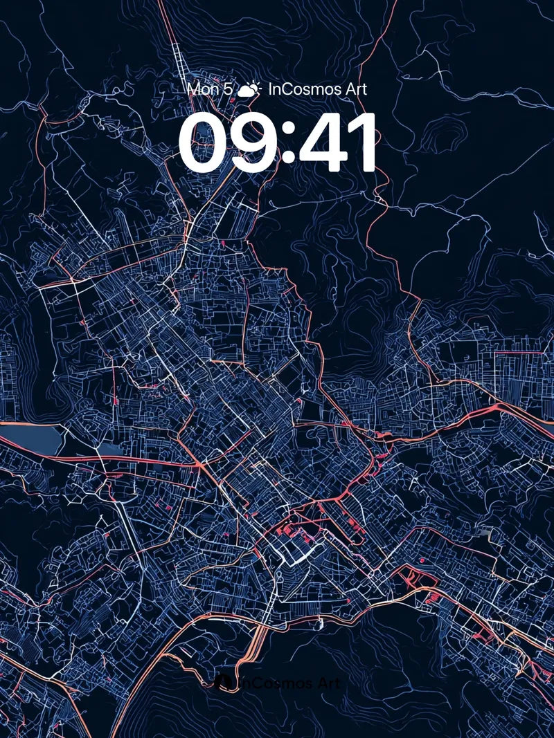 Neon Grid Wallpaper with Pulse Lines