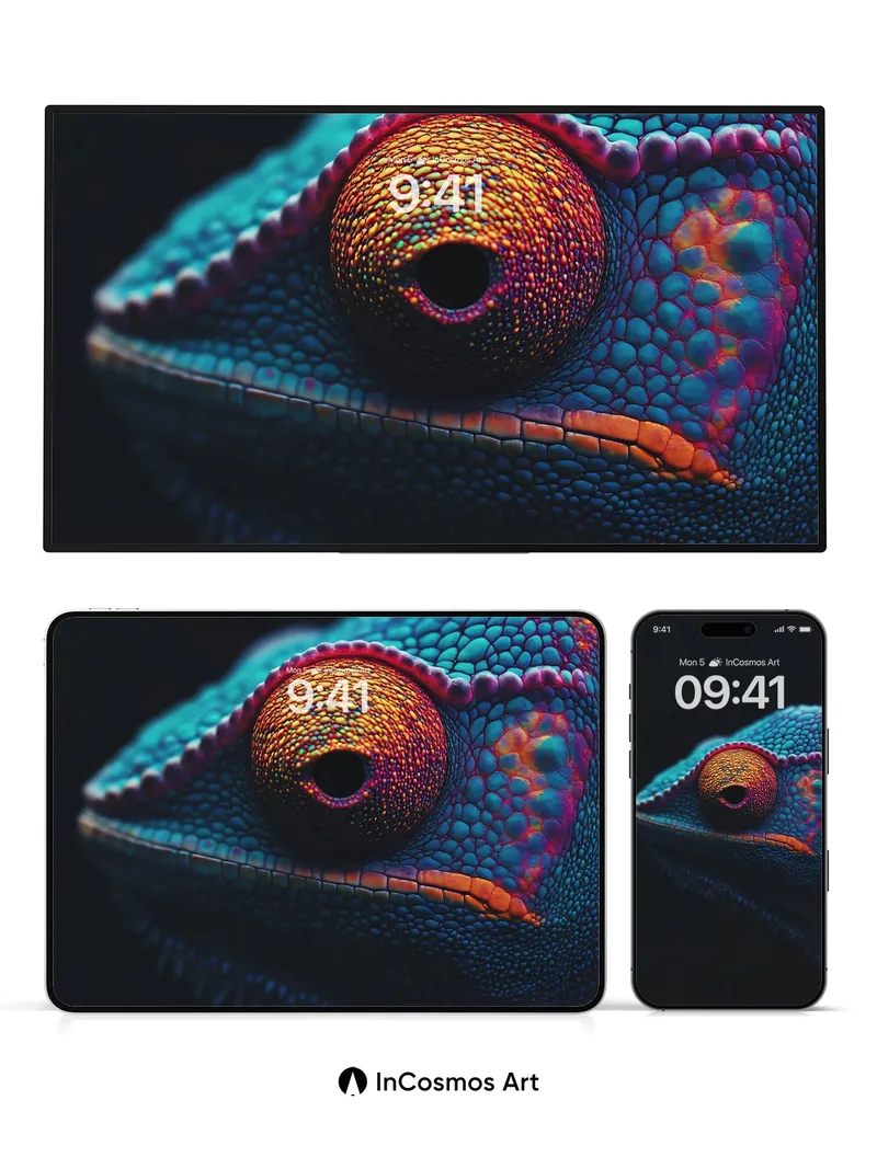 Electric Reptile Wallpaper with Bioluminescent Skin