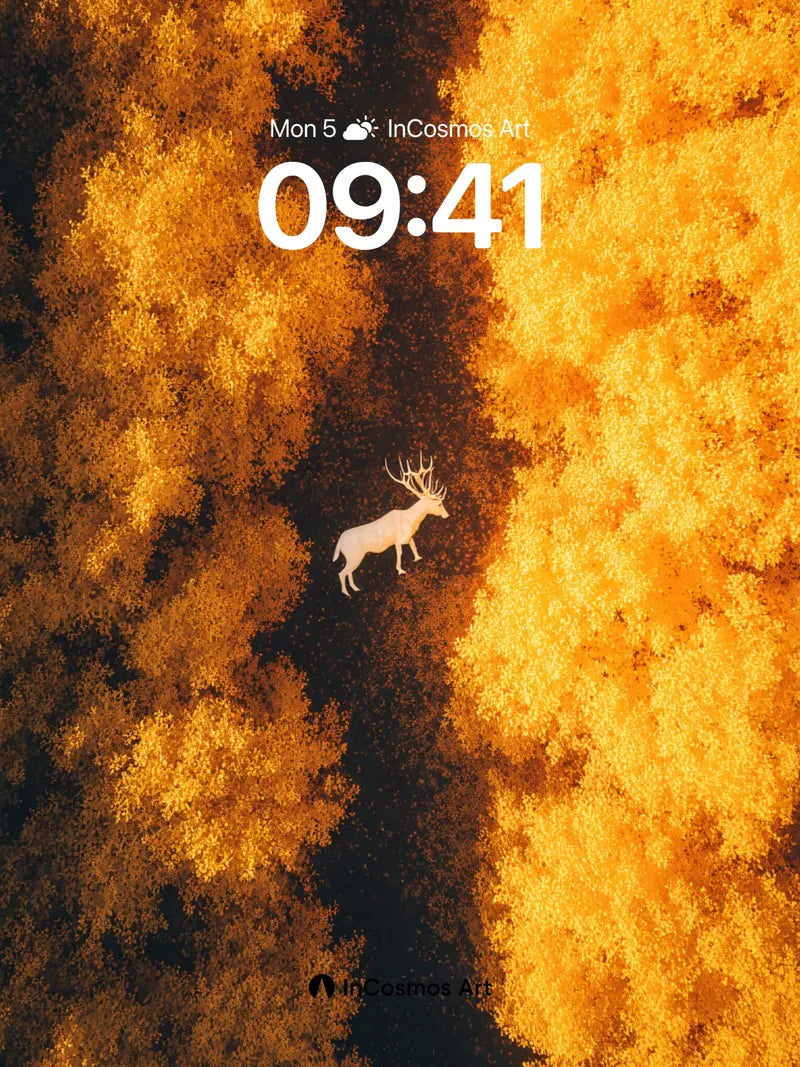 Golden Veil Wallpaper with Stag Silhouette