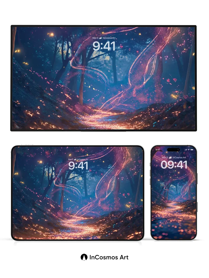 Stellar Veil Wallpaper with Cosmic Trails