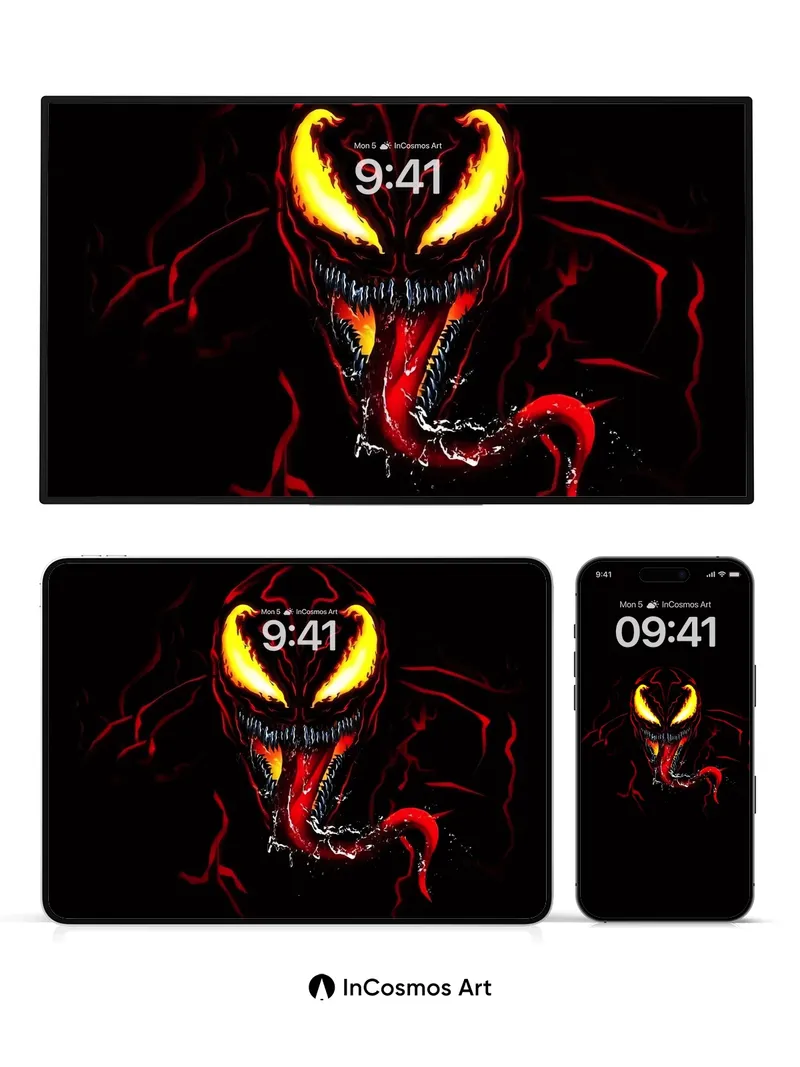 Crimson Venom Wallpaper with Electric Eyes