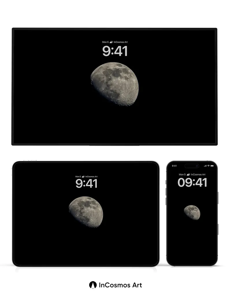 Silent Crescent Wallpaper with Lunar Craters