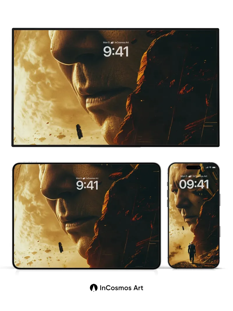 Desert Titan Wallpaper with Cosmic Gaze