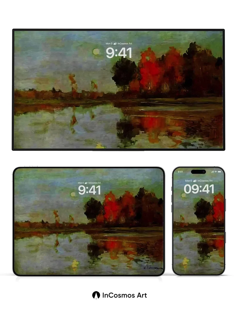 Autumn Reverie Wallpaper with Moonlit Reflections