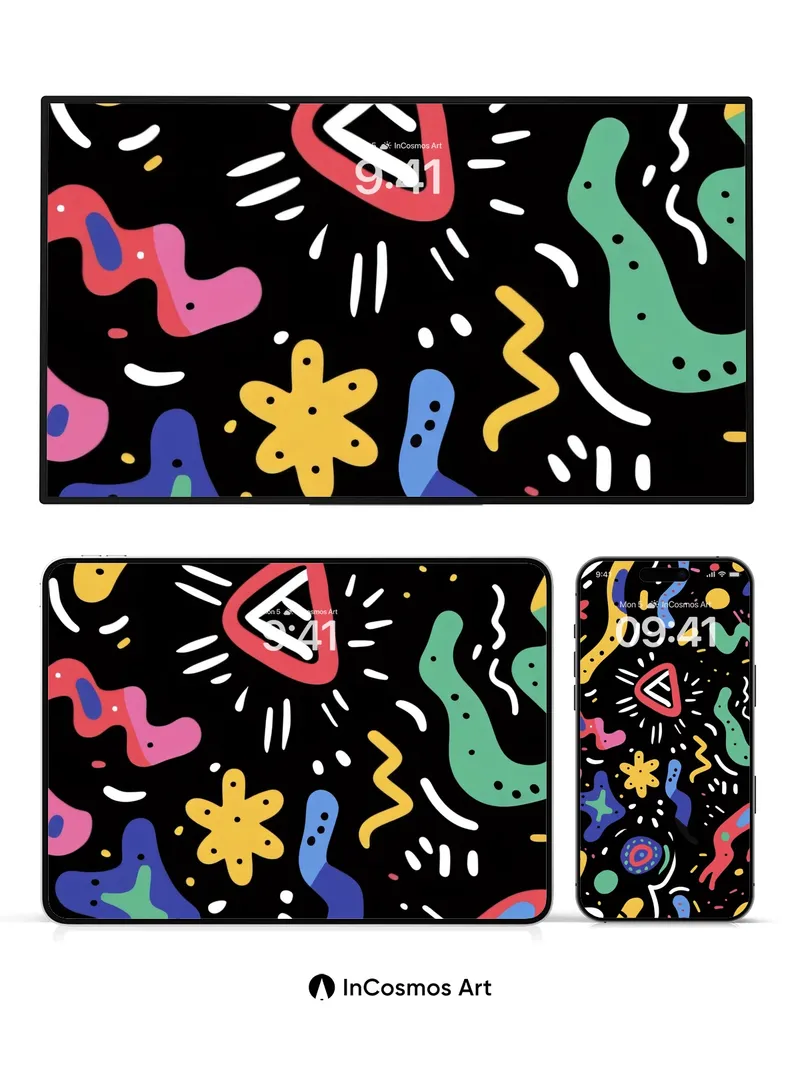 Playful Chaos Wallpaper with Electric Shapes