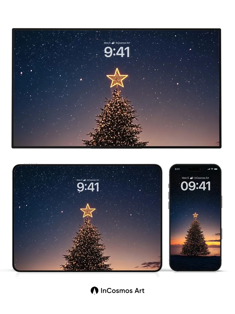 Stellar Serenity Wallpaper with Oceanic Glow