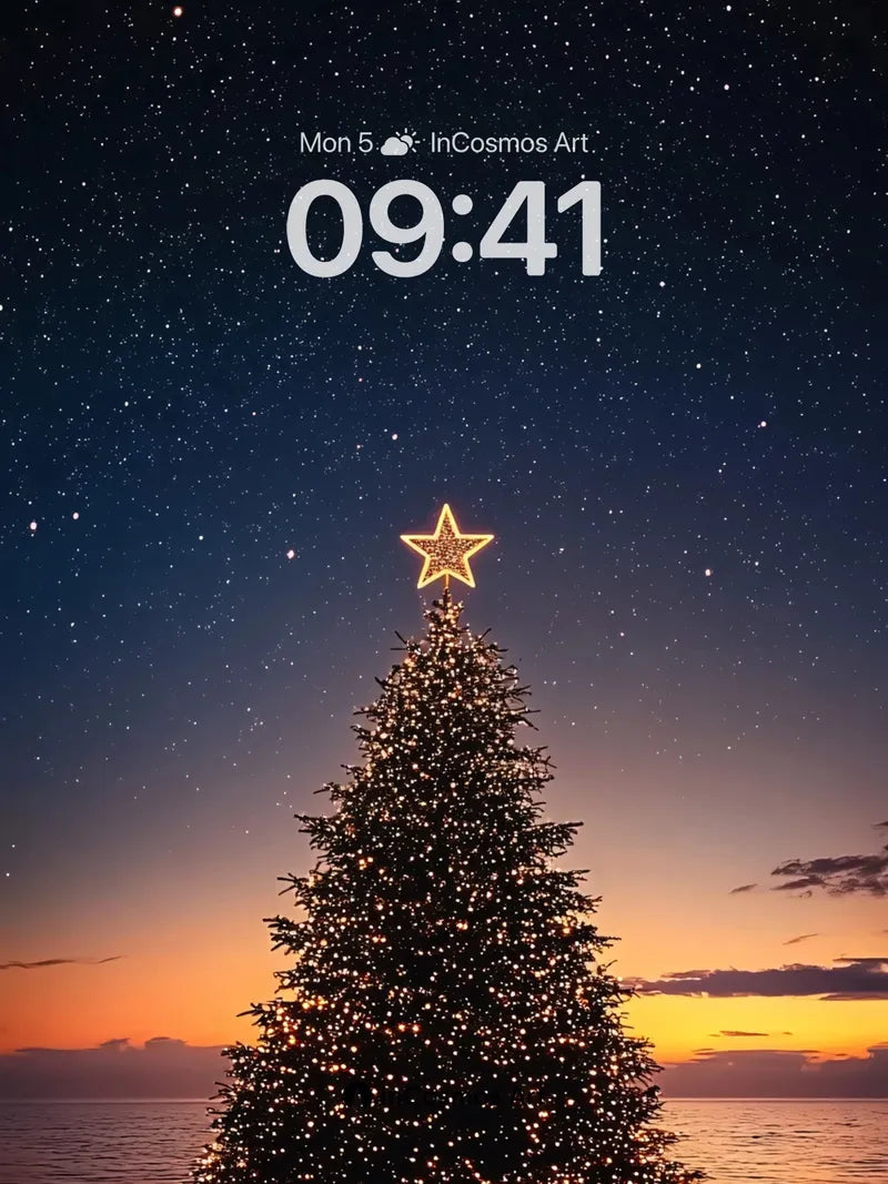 Stellar Serenity Wallpaper with Oceanic Glow