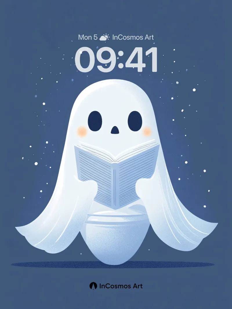 Serene Ghost Wallpaper with Starlight Reading