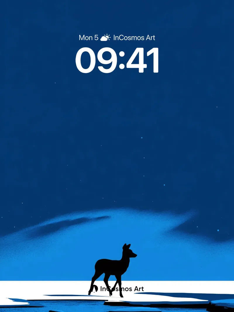 Silent Moonlight Wallpaper with Floating Deer