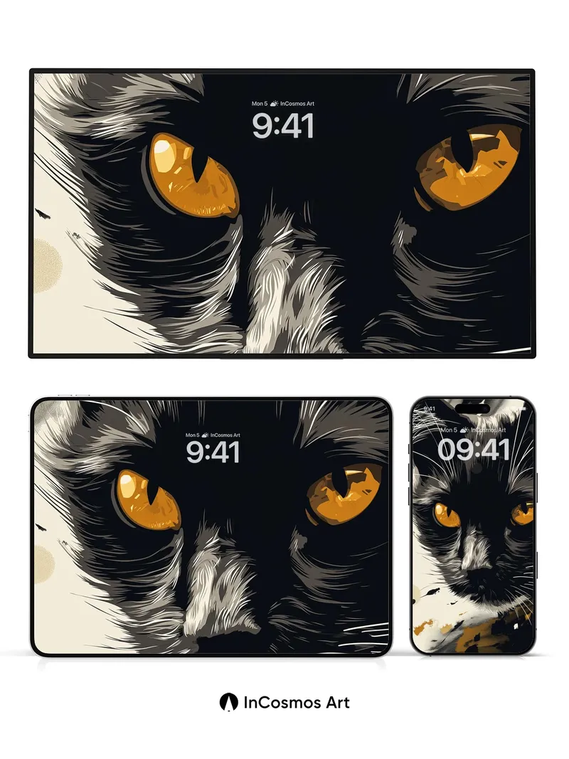 Shadowed Gaze Wallpaper with Amber Eyes