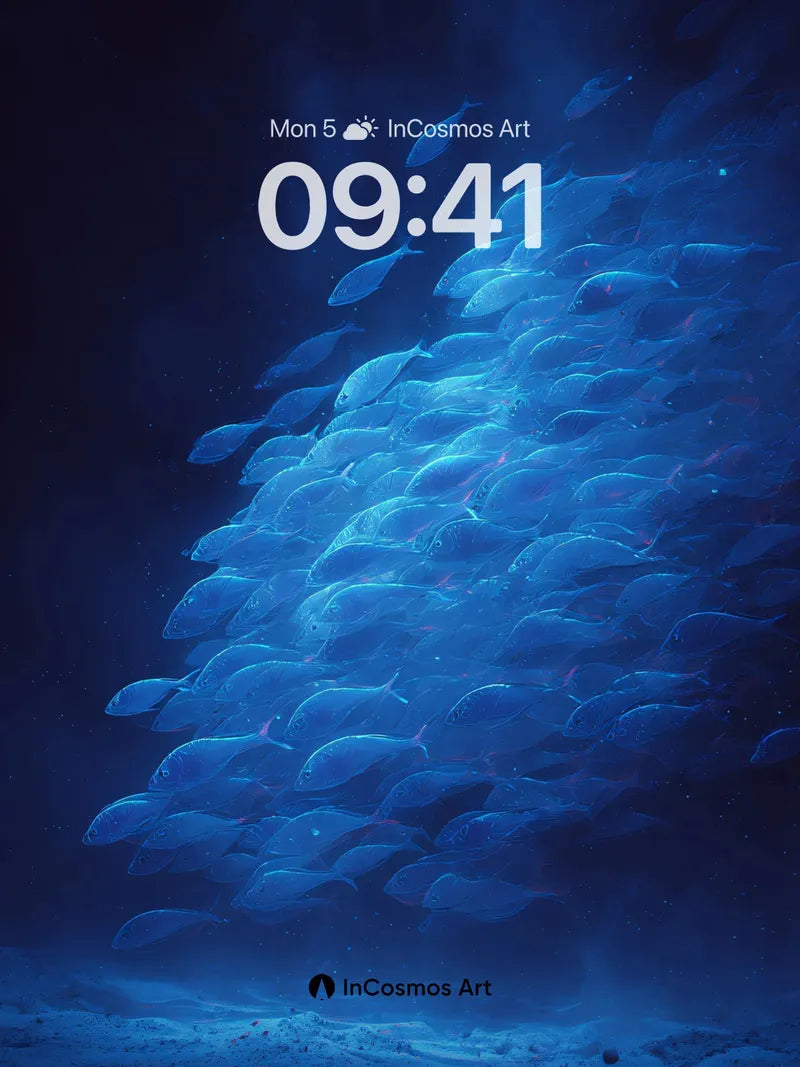 Midnight Schooling Wallpaper in Deep Blue