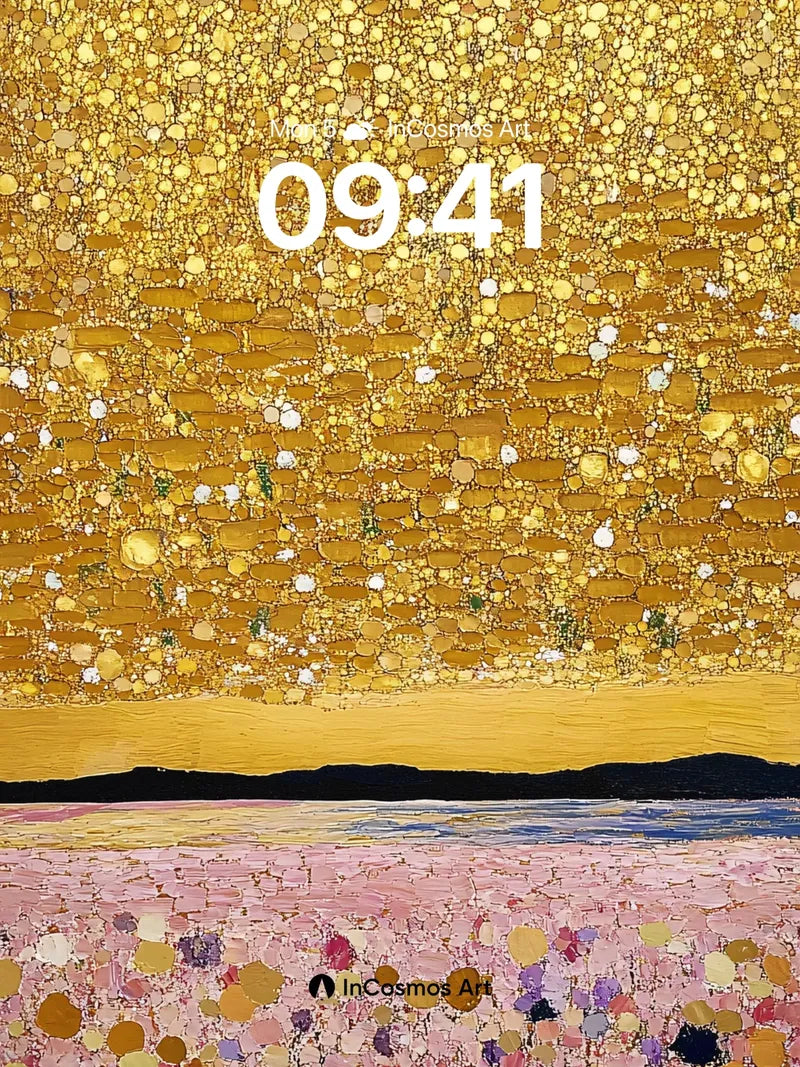 Golden Field Wallpaper with Dotted Horizon wallpaper for iPhone, iPad & Mac