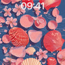 Serenity Drift Wallpaper with Cherry Petals and Shells wallpaper for iPhone, iPad & Mac