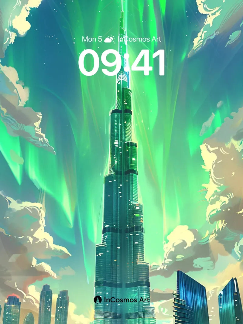 Aurora Spire Wallpaper with Celestial Light