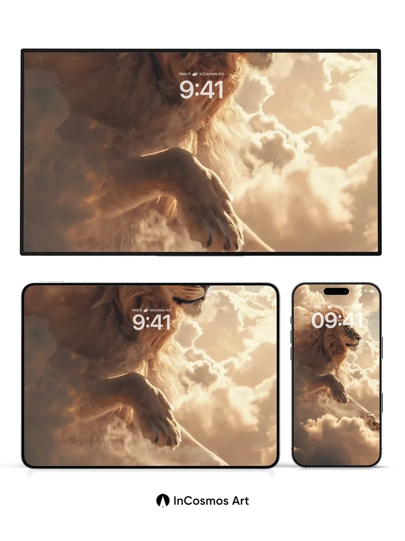 Celestial Roar Wallpaper with Floating Mane