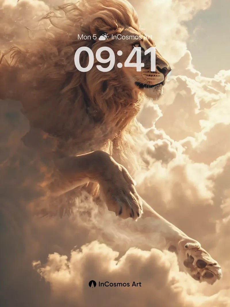 Celestial Roar Wallpaper with Floating Mane