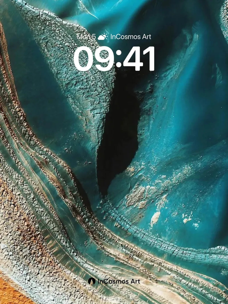 Turquoise Abyss Wallpaper with Cracked Earth Veins