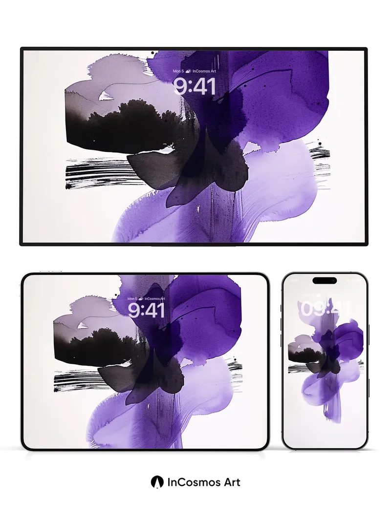 Mystic Ink Bloom Wallpaper with Ethereal Veils