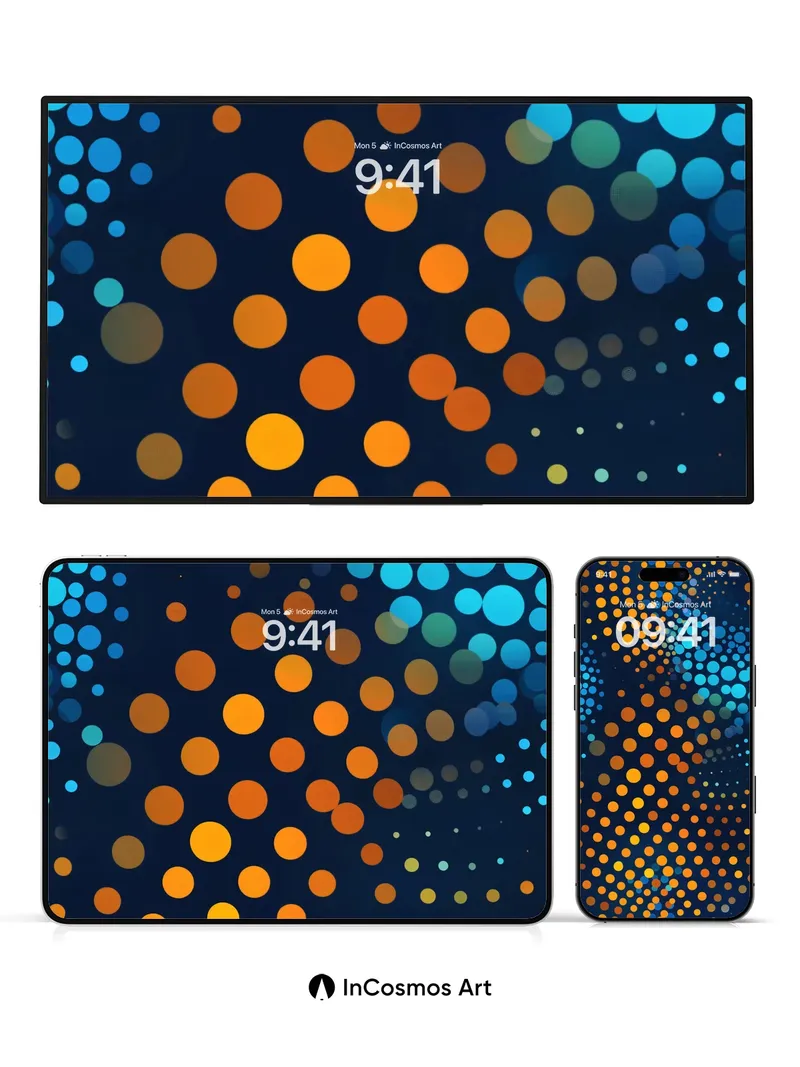 Cosmic Pulse Wallpaper with Floating Orbs