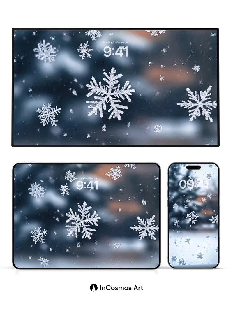 Frost Whisper Wallpaper with Snowflake Lattice